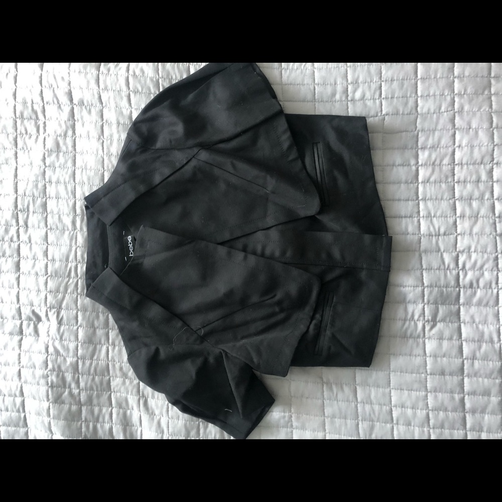 Bebe cropped cape style jacket